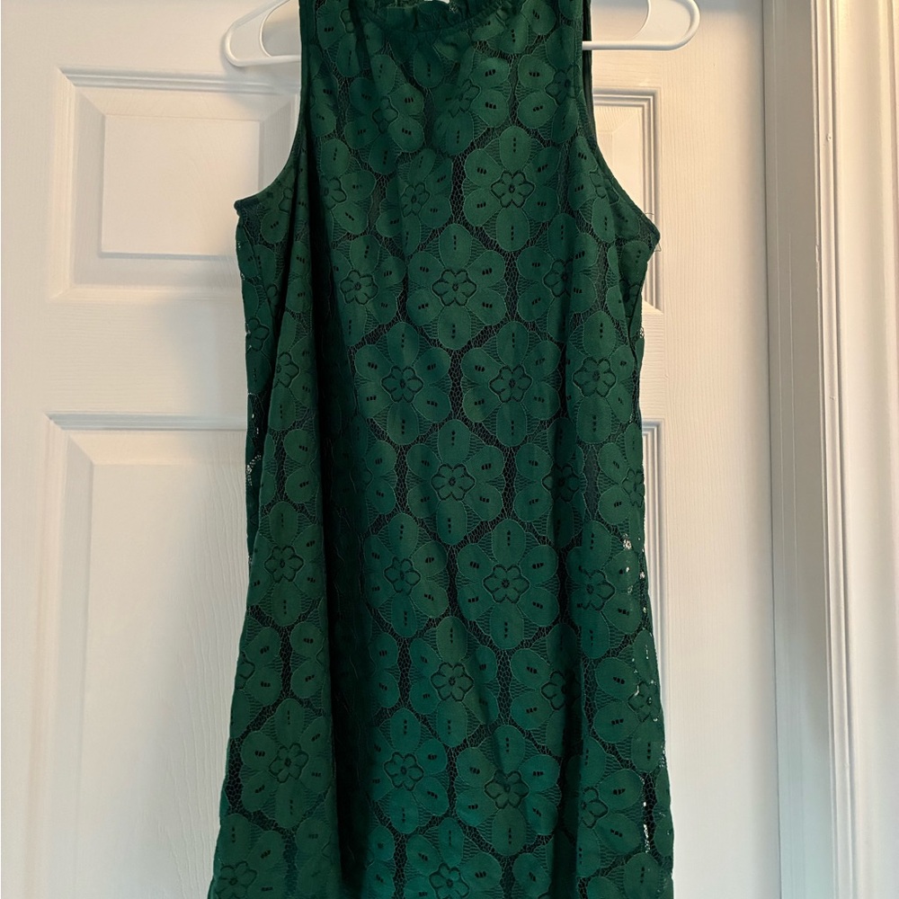 Paper Crane Dark Green Floral Mini Dress